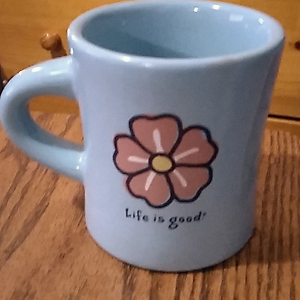 Life is Good Surfer Blue Hibiscus Mug
